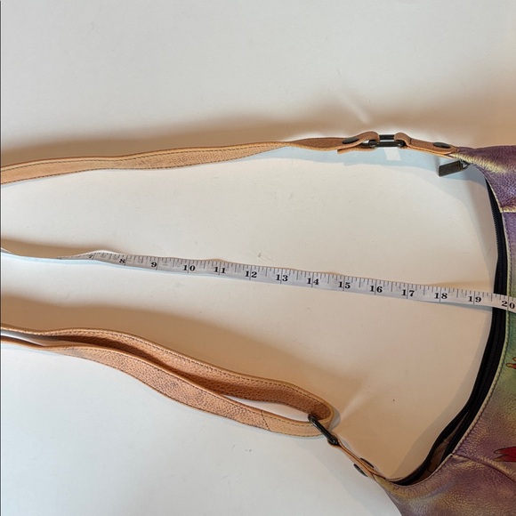 Anna by Anuschka Hand Painted Leather Floral Hobo Shoulder Bag Boho - Picture 6 of 11